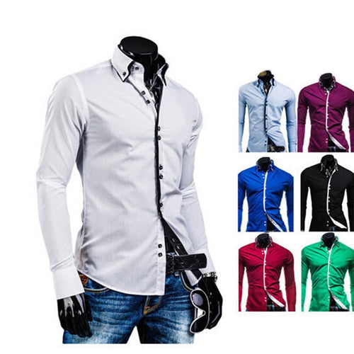 New Fashion Mens Slim Fit Long Sleeve Luxury Casual Stylish Casual Dress Shirts  tshirtify    - The Great Dark Knight Store