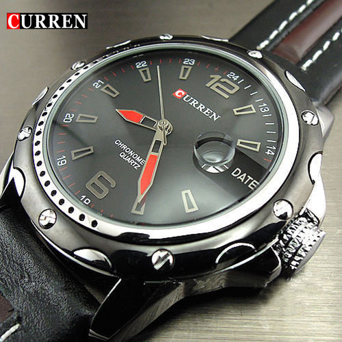 NEW FASHION CURREN BRAND MALE CLOCK MALE HAND DATE BLACK BROWN LEATHER STRAPS MENS QUARTZ WRIST WATCH 3ATM WATERPROOF WRISTWATCH  Dark Knight Store    - The Great Dark Knight Store